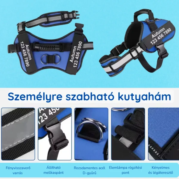 Személyre szabható, kényelmes, húzásgátló kutyahám jól szellőző anyagból - Image 2