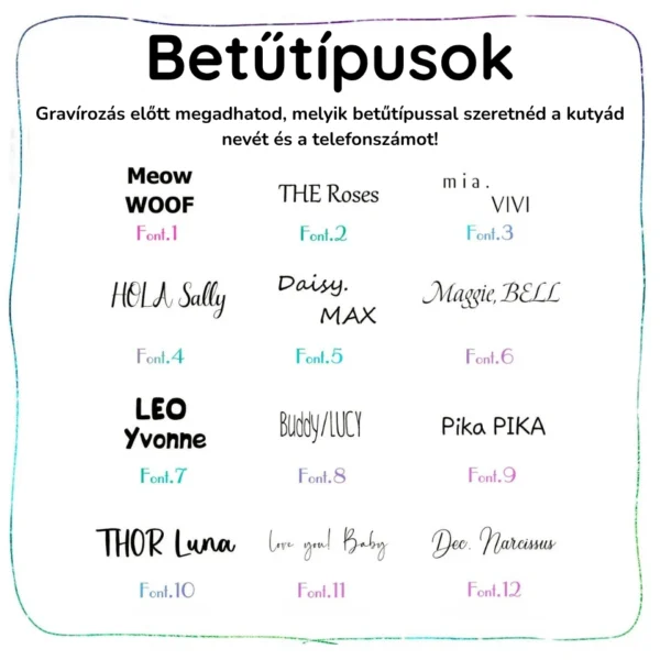 Egyedi,  Kutyabiléta Gravírozva –  Rozsdamentes Acél Névtábla Nyakörvhöz - Image 7